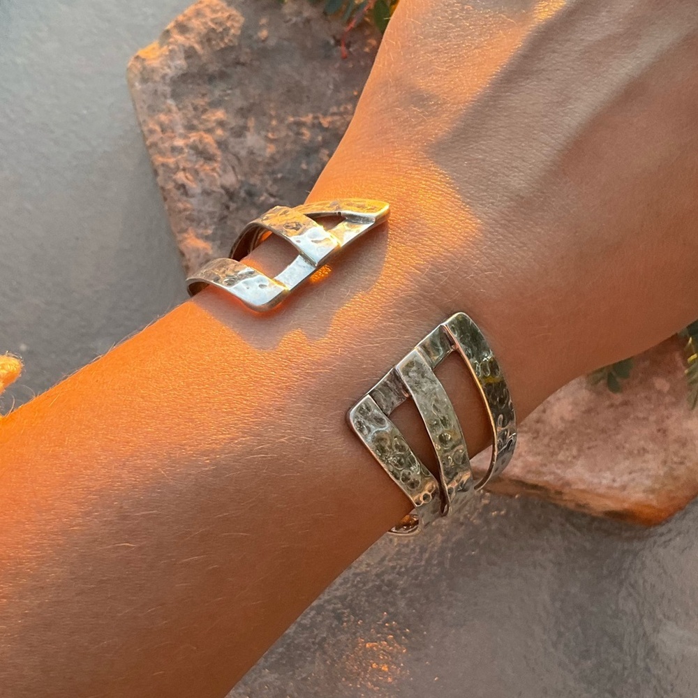Sterling Silver Hammered Bracelet - Picture 5 of 10